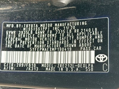 2021 Toyota Corolla LE